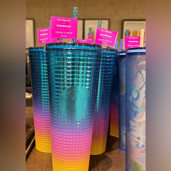 Starbucks Tim Singleton Pride Rainbow Grid Studded Cold Cup Tumbler 24oz 2023 - Picture 6 of 12